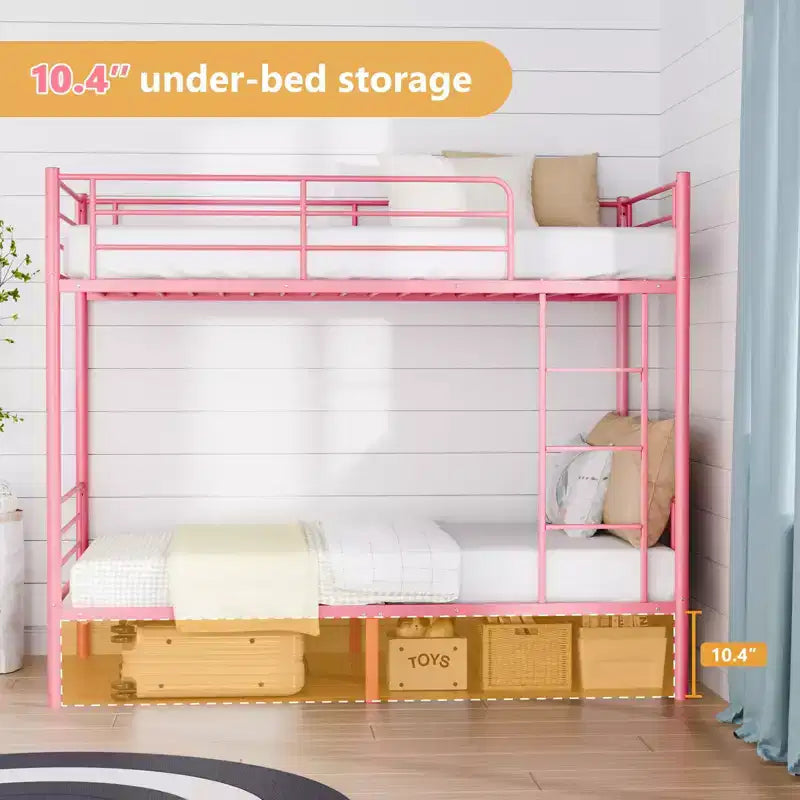 Lit Superposé Karl Home en Acier, Deux Places, avec Échelle, pour Chambre à Coucher, Dortoir, Enfants et Adultes