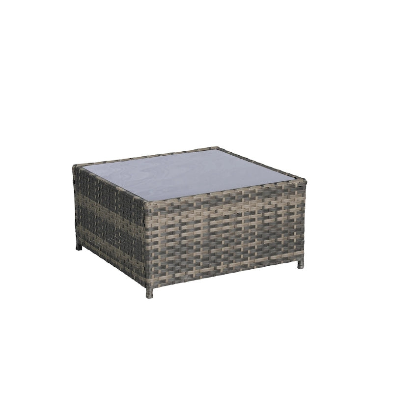 Ensemble de canapé d'angle en osier 6 pièces avec table en verre