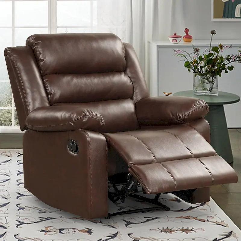 Fauteuil inclinable manuel en cuir PU respirant avec accoudoirs et dossier surrembourrés