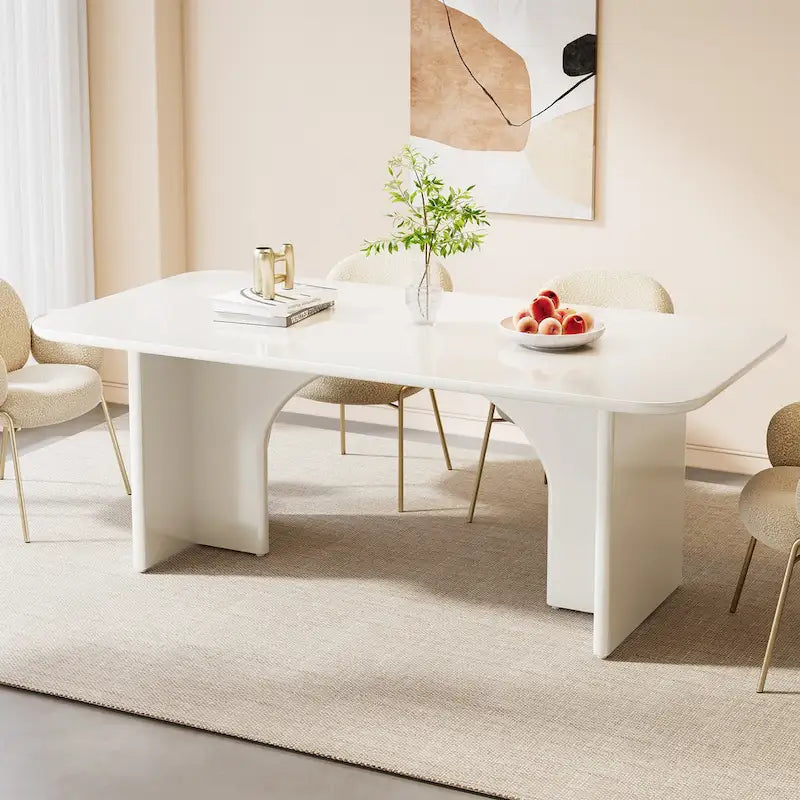Grande table de salle à manger de 160 cm pour 4 à 6 personnes, table de cuisine rectangulaire moderne