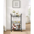 Chariot de bar, Desserte de bar à domicile, Petit chariot de bar avec étagère à 3 niveaux, Range-bouteilles, Porte-verres, Chariot de bar, 38 x 60 x 92 cm