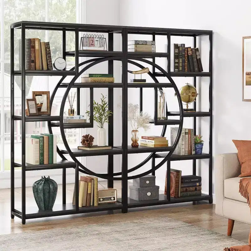 Étagère à livres Lantine à 5 niveaux avec 9 compartiments de rangement ouverts