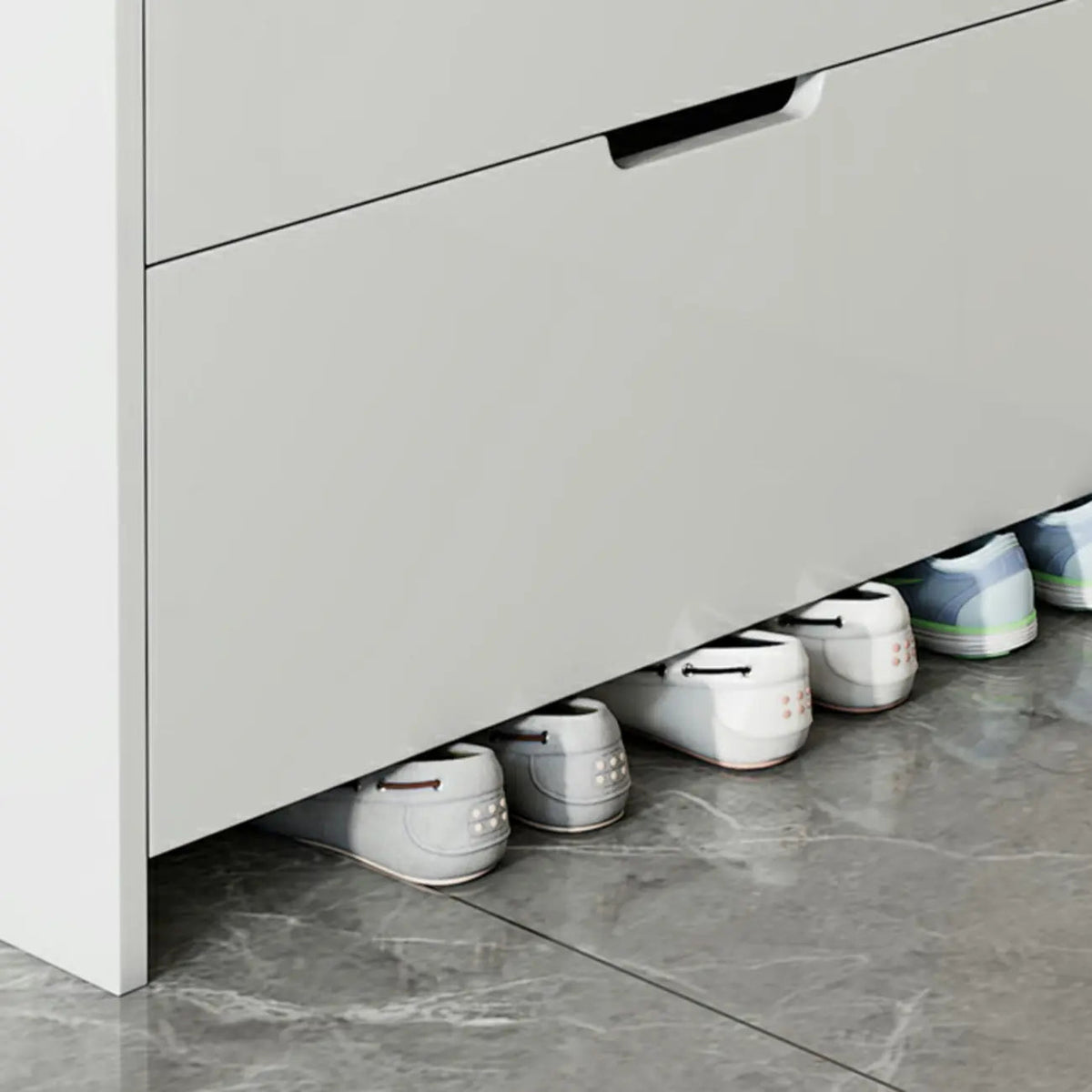 Meuble à chaussures 3 niveaux en bois blanc avec portes abattantes