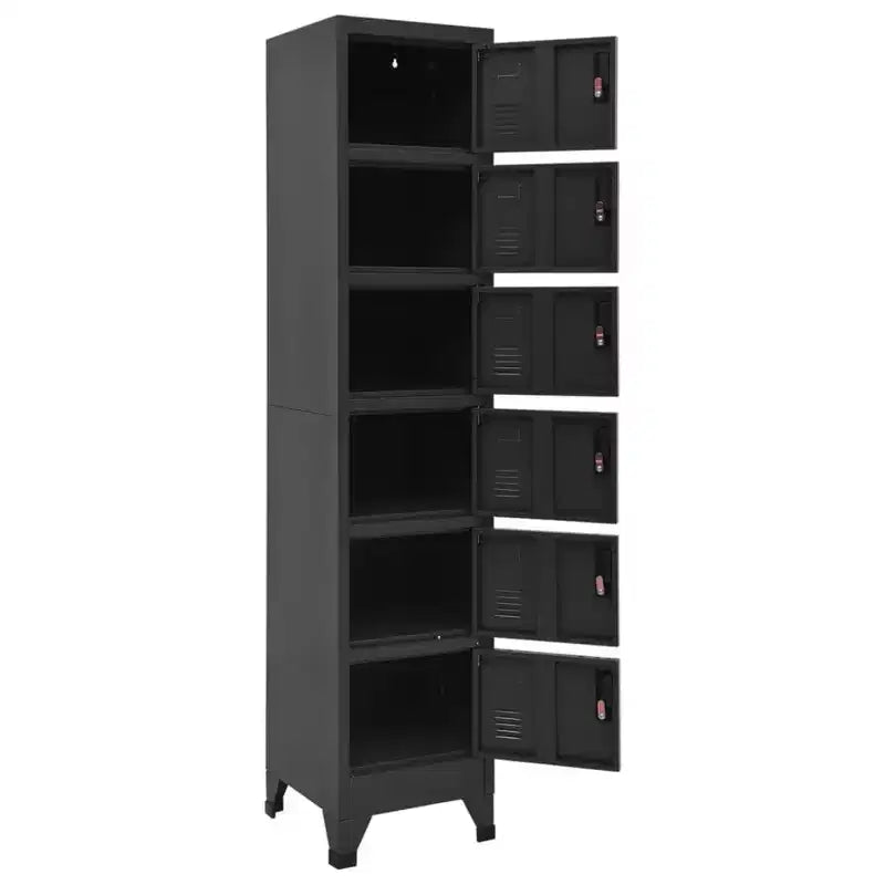 Armoire de vestiaire en acier anthracite à 6 portes, multi-utilisateurs