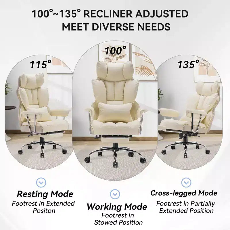 Efomao Chaise de Bureau Ergonomique 400 lbs, Grande Chaise d'Ordinateur en Cuir PU pour Personnes de Grande Taille, Fauteuil de Direction avec Repose-Pieds et Soutien Lombaire