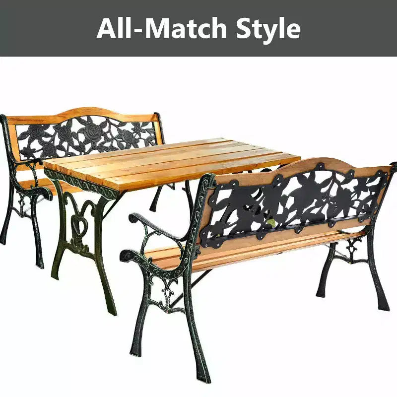Banc de jardin en métal Costway pour patio, parc, porche, chaise de chemin, mobilier en fonte et bois dur