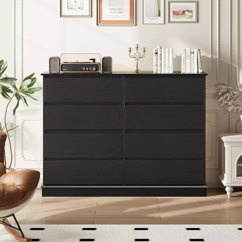 Commode de rangement à 8 tiroirs, coffre à tiroirs profonds, large meuble de rangement pour salon, couloir, chambre d'enfant