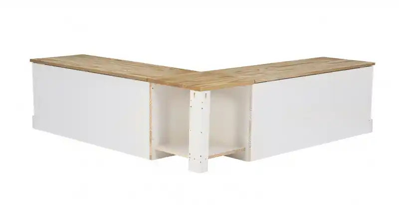 Banquette d'angle sans dossier - Naturel et blanc