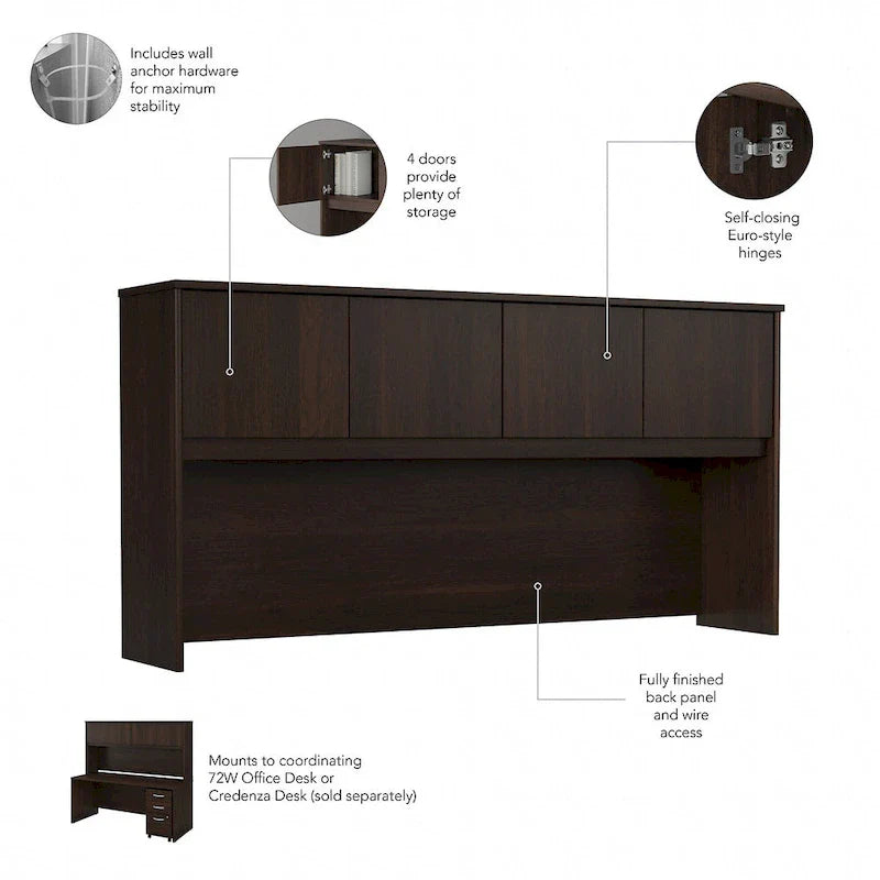Bureau de 72 po avec huche et caisson mobile à 3 tiroirs