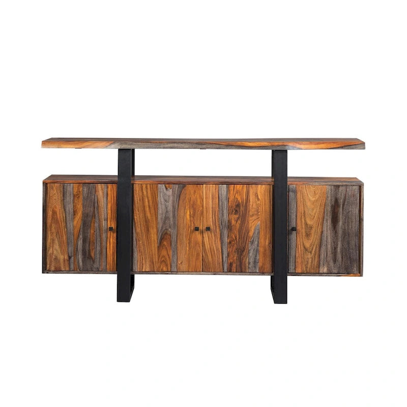 Buffet 4 portes Kappelman Grey Sheesham et Noir