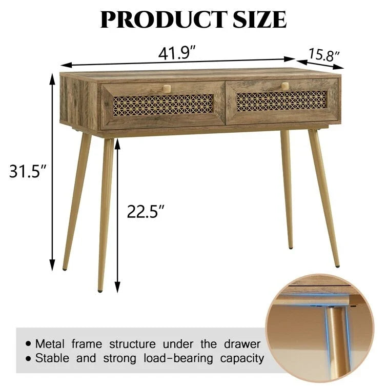 Console d'entrée à 2 tiroirs en bois de 41,9 po
