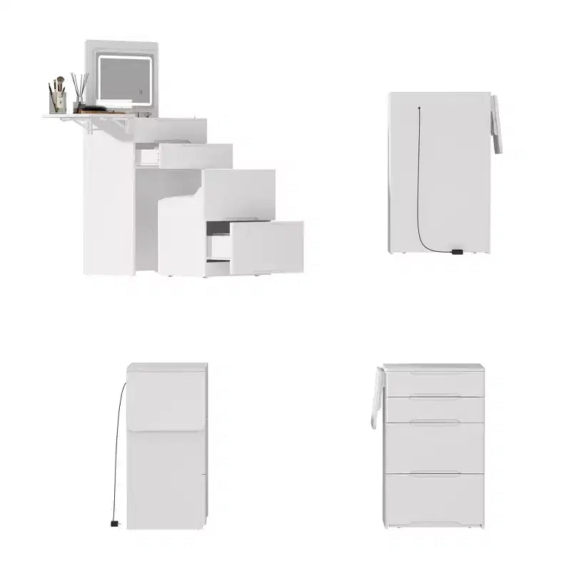 Famapy Coiffeuse de rangement blanche pliable - Table de maquillage compacte avec organisation