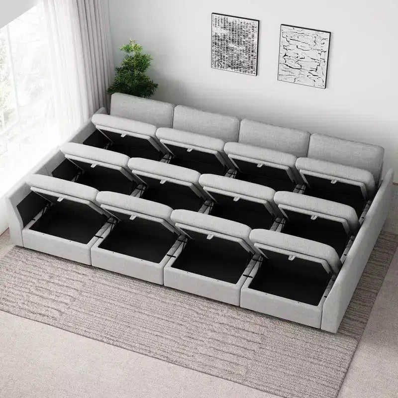 Module Pouf Ottoman Belffin en Chenille - Repose-Pieds de Rangement Modulaire avec Tissu Doux pour la Peau et Conception à Installation Rapide