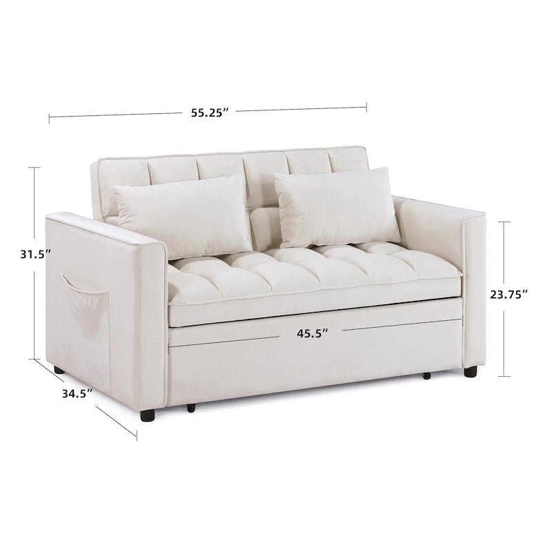 Canapé-lit convertible tufté à tiroir classique de 55 de largeur - 55L x 68P x 20H