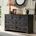Commode à 7 tiroirs de 54 po pour chambre à coucher, coffre de rangement rustique vintage pour salon et couloir