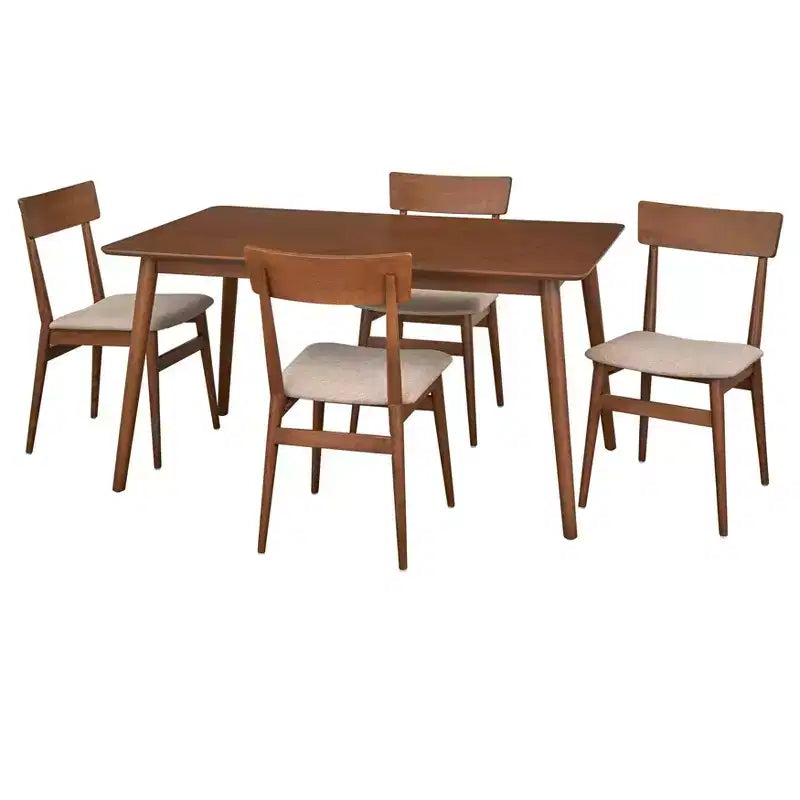 Ensemble de salle à manger rectangulaire Lifestorey 5 pièces Newington Mid-Century Modern Noyer/Moka