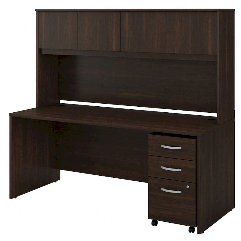 Bureau de 72 po avec huche et caisson mobile à 3 tiroirs