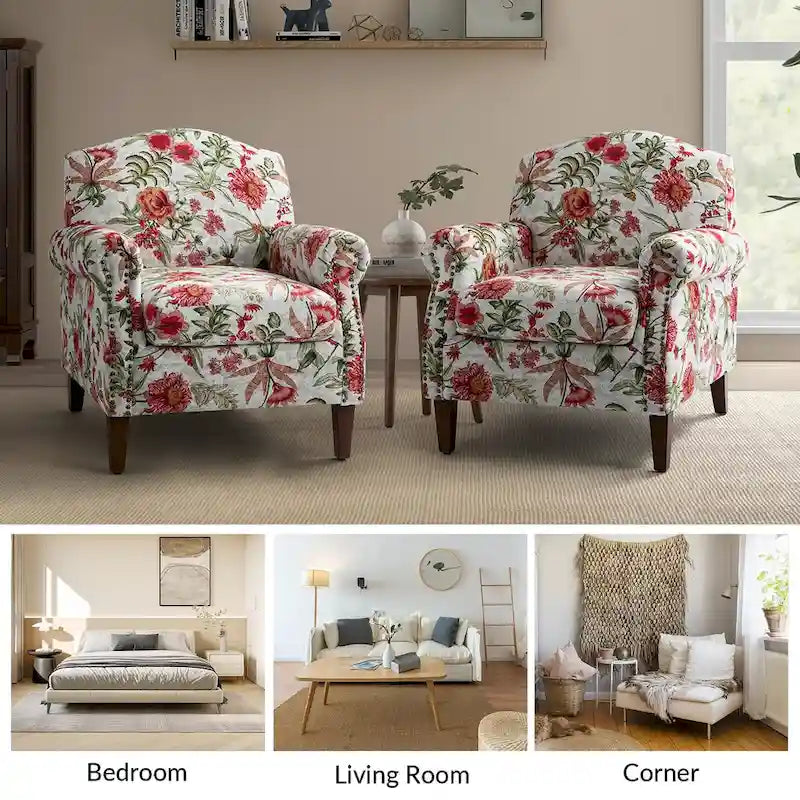 Fauteuil de salon Giampiero avec garniture cloutée (lot de 2) par HULALA HOME