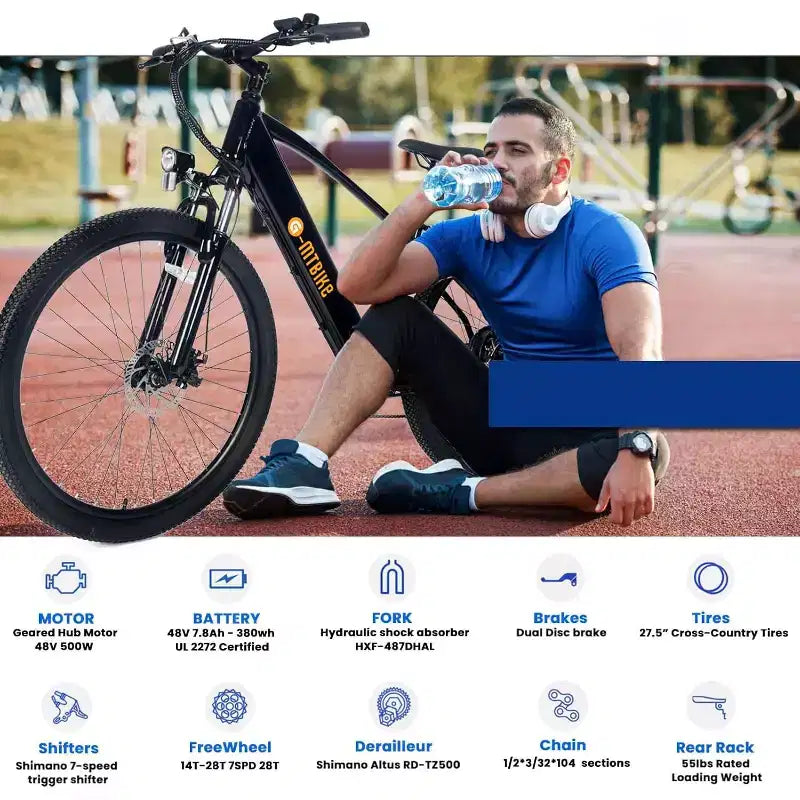 Vélo Électrique pour Adultes avec Batterie Amovible, Pneus Larges 26 x 4.0, Vélo Électrique 7 Vitesses pour Aventures Tout-Terrain, Autonomie Maximale de 80 km