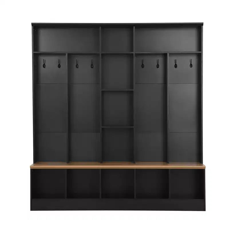 Meuble d'entrée large CLIHOME avec banc de rangement, armoire à chaussures minimaliste avec cubes de rangement et étagères
