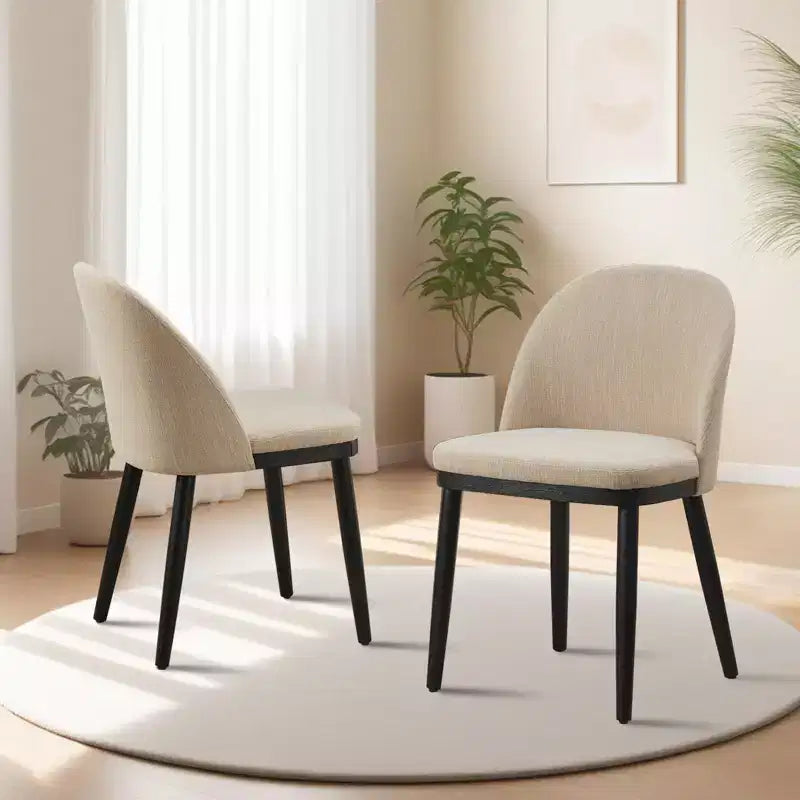 Lot de 4/6 chaises de salle à manger, chaises de cuisine/salle à manger rembourrées, chaises de salle à manger de ferme en tissu de lin avec pieds réglables pour salle à manger, salon
