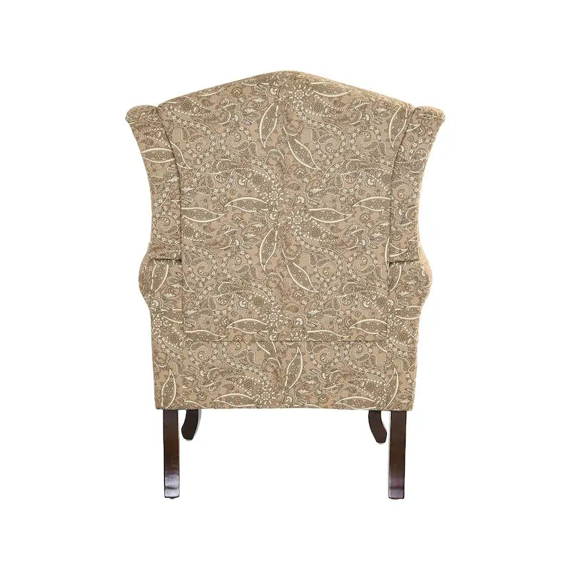 2 fauteuils d'appoint à dossier haut traditionnels, revêtus de tissu
