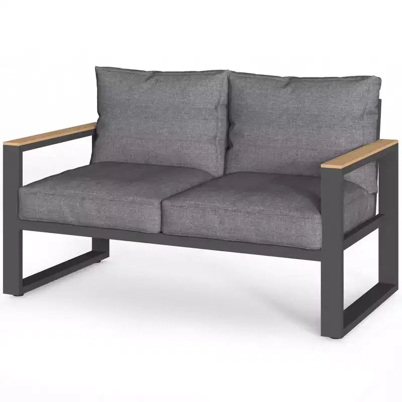Heynemo Causeuse d'extérieur en aluminium, canapé de terrasse en métal résistant aux intempéries, fauteuil de canapé de patio pour porche, jardin et arrière-cour