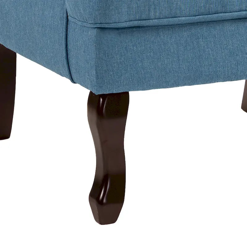 2 fauteuils d'appoint à dossier haut traditionnels, revêtus de tissu