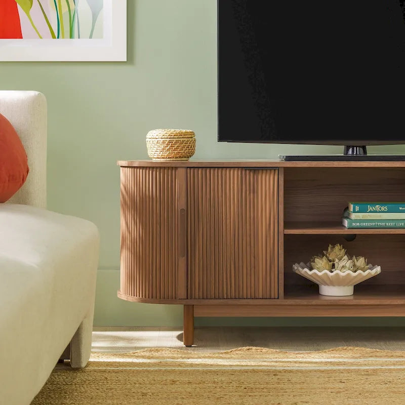 Meuble TV Middlebrook Modern Reeded de 60 po avec bords arrondis