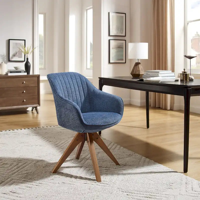 Fauteuil de bureau moderne pivotant avec pieds en bois