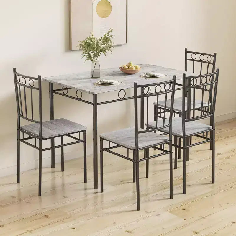 Ensemble de salle à manger rectangulaire Dyonery pour 4 personnes, table de cuisine 5 pièces et 4 chaises, ensemble de table de salle à manger, ensemble de table de cuisine compact pour petit espace
