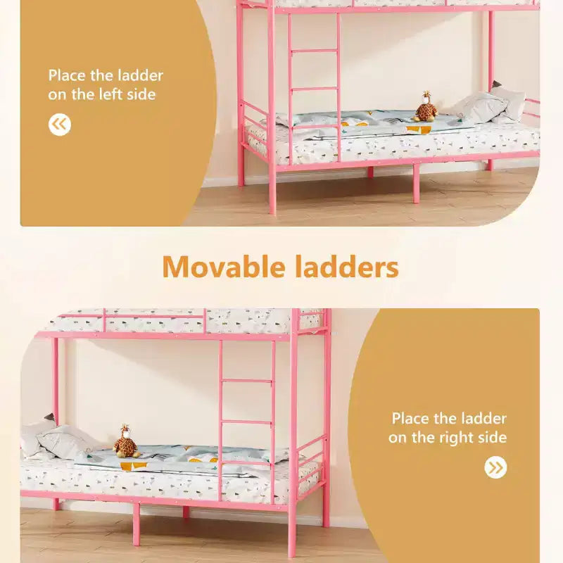 Lit Superposé Karl Home en Acier, Deux Places, avec Échelle, pour Chambre à Coucher, Dortoir, Enfants et Adultes