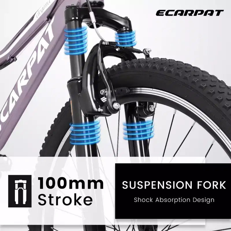 VTT Zeus & Ruta 26 avec 21 vitesses, suspension avant, freins en V, cadre en acier au carbone pour adolescents et femmes