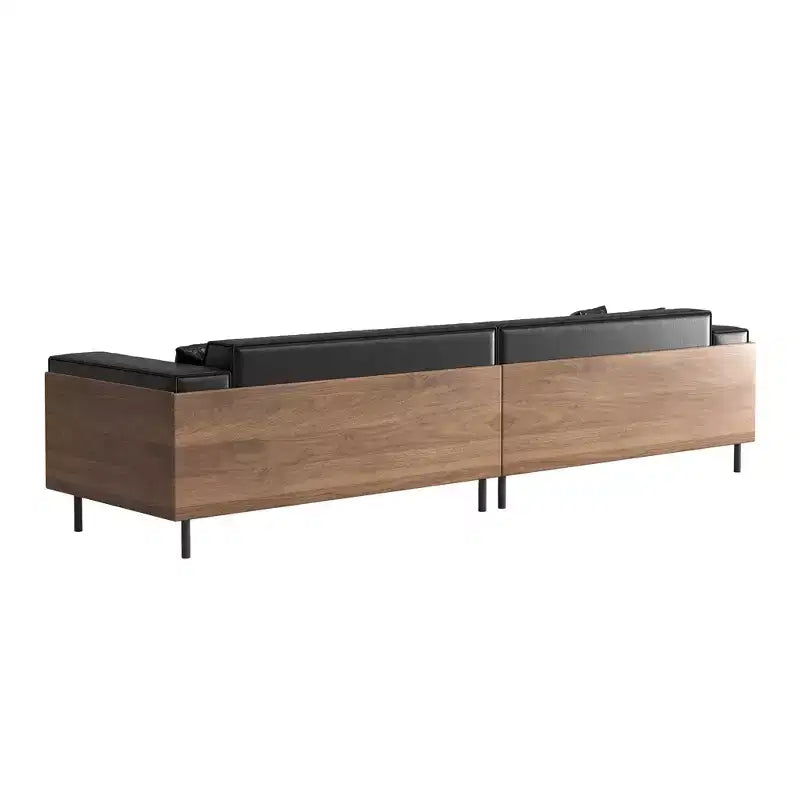 98.42 Canapé en cuir contemporain avec cadre en bois massif, pieds en métal et 3 coussins décoratifs