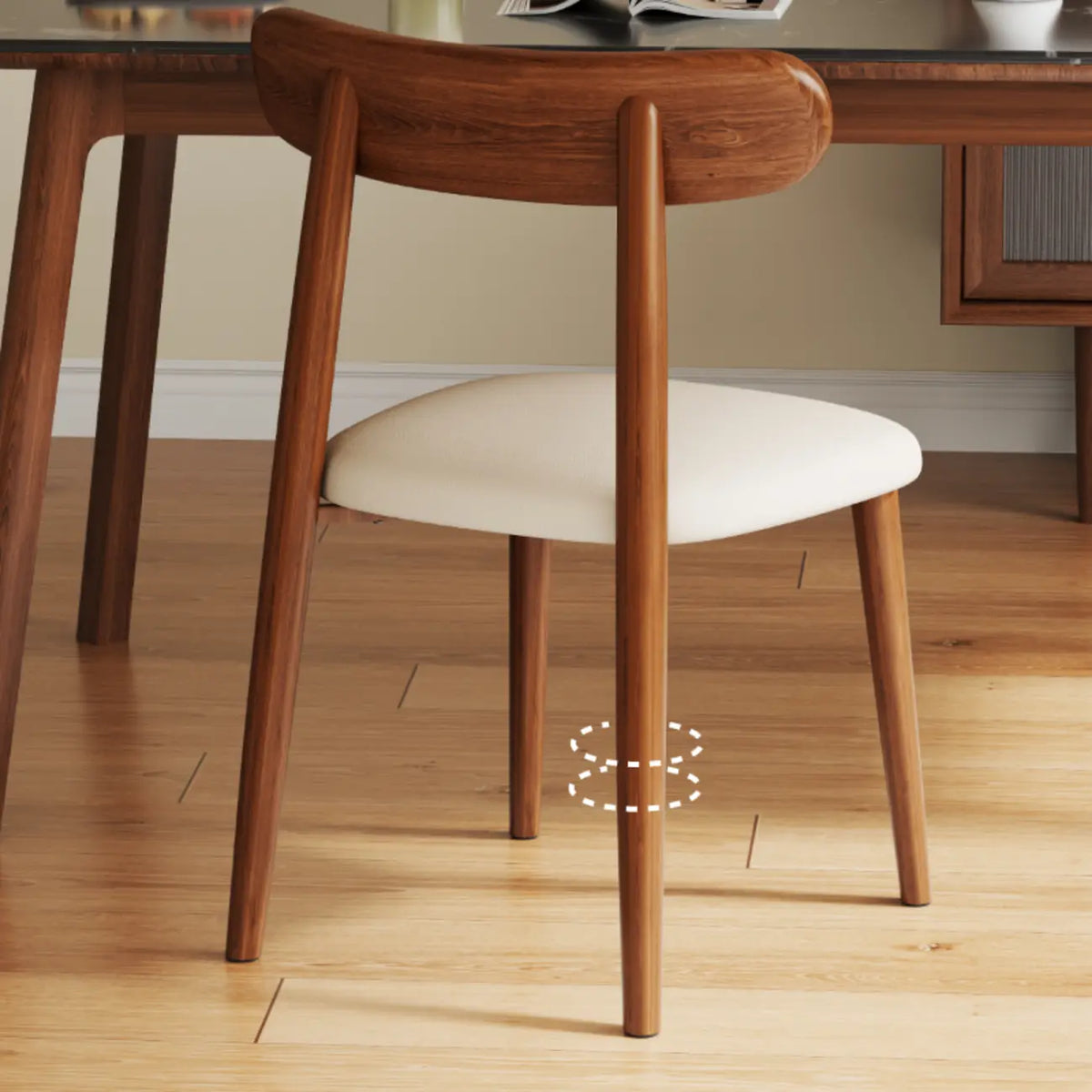 Chaise de salle à manger moderne sans accoudoirs en cuir à dossier bas