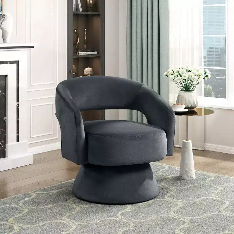 Fauteuil pivotant d'appoint de luxe moderne en velours GDFStudio Hudson