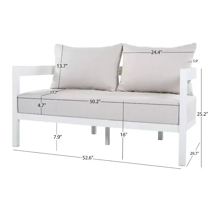 Christopher Knight Home Althea, ensemble de conversation moderne incurvé de 5 pièces en aluminium pour l'extérieur avec table basse en verre