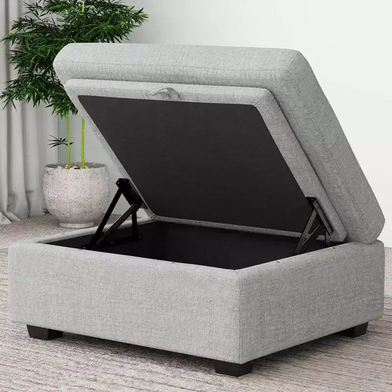 Module Pouf Ottoman Belffin en Chenille - Repose-Pieds de Rangement Modulaire avec Tissu Doux pour la Peau et Conception à Installation Rapide