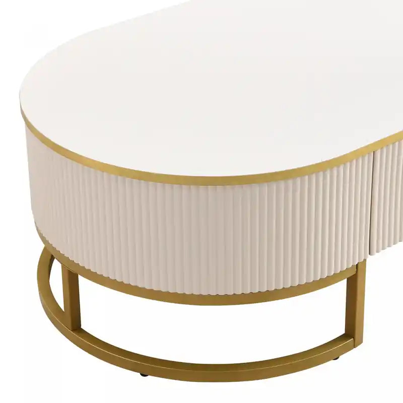 Table basse ovale en bois composite de 47,2 po avec tiroirs de rangement