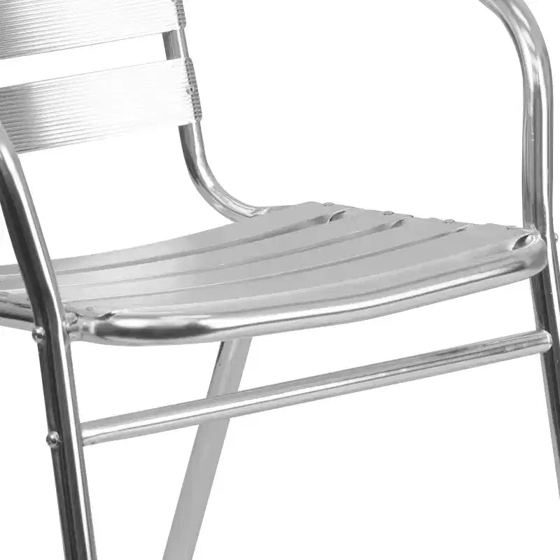 Ensemble table carrée en aluminium Emma et Oliver 27,5 avec 4 chaises à dossier à lattes