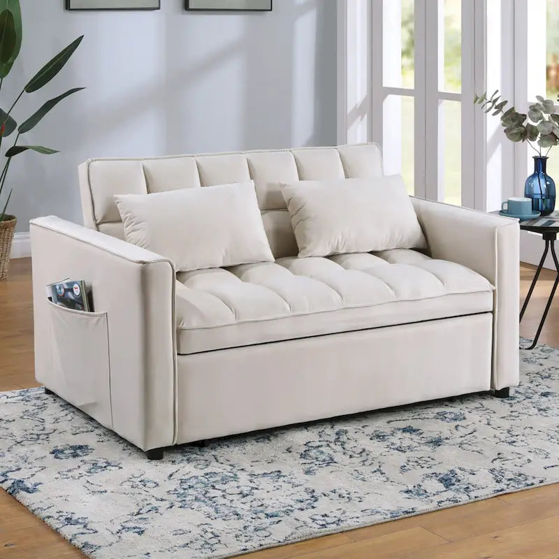 Canapé-lit convertible tufté à tiroir classique de 55 de largeur - 55L x 68P x 20H
