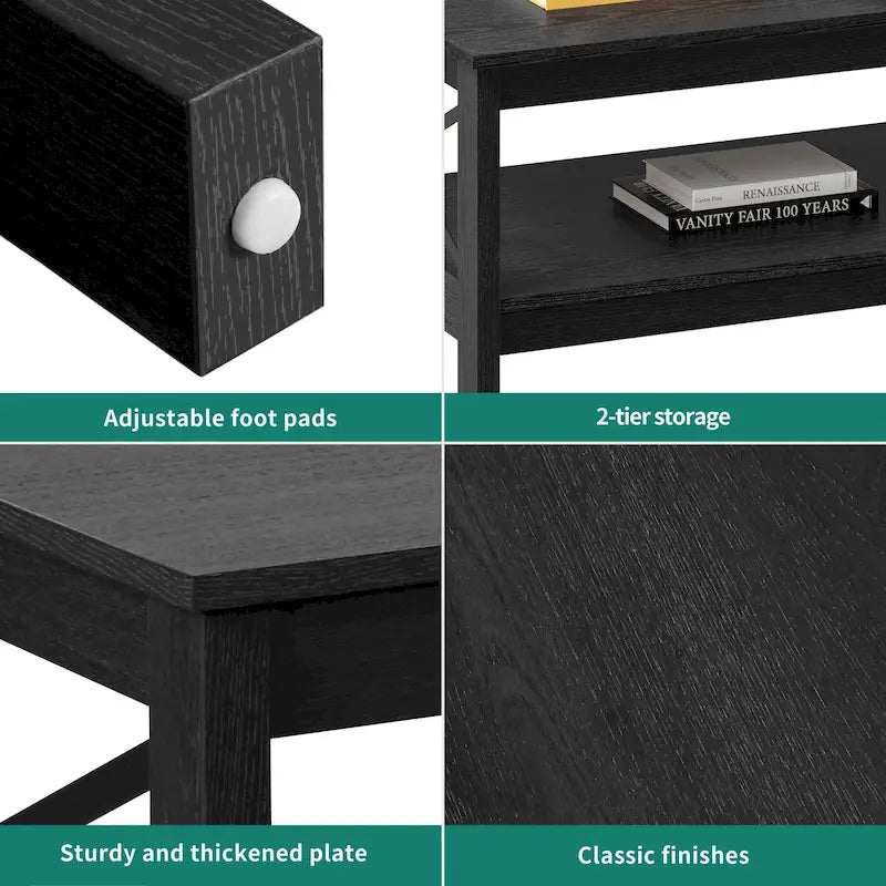 Table basse de ferme avec rangement, table d'appoint à 2 niveaux pour le salon