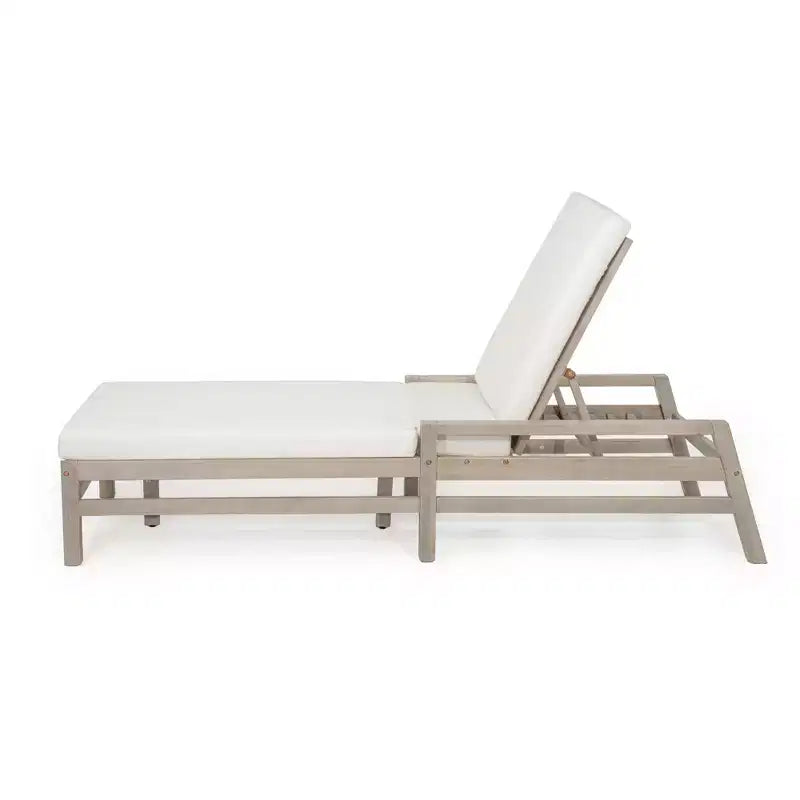 Chaise longue d'extérieur Merax en acacia 5 positions avec coussins épais