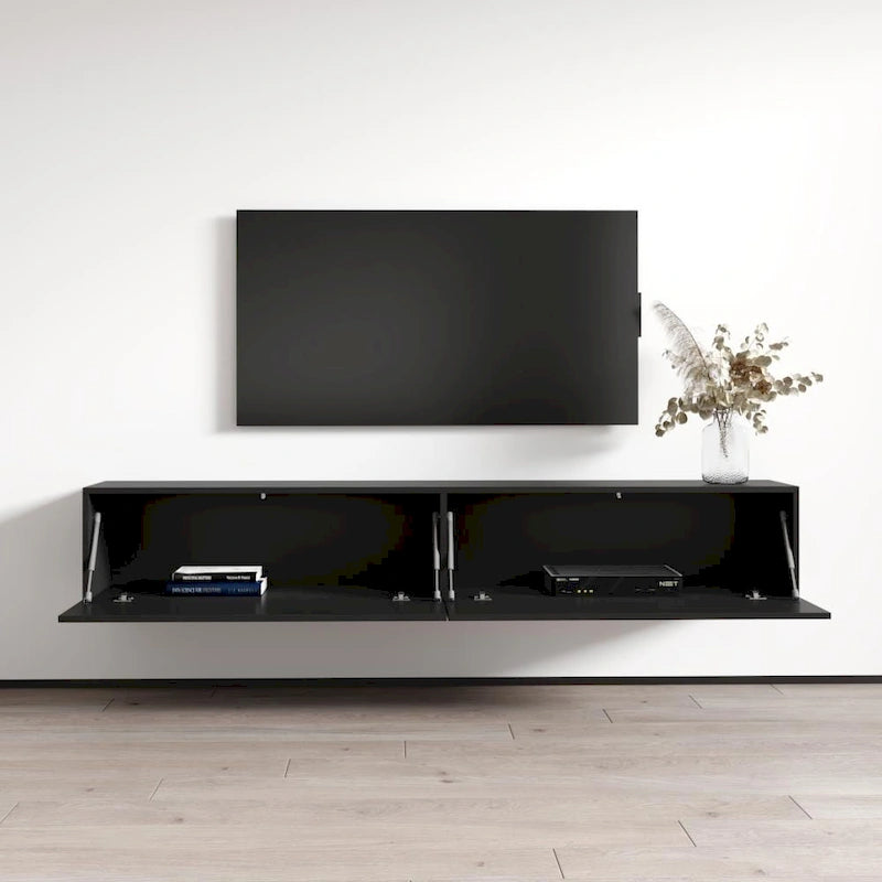 Meuble TV flottant mural moderne Berno de 180 cm, finition brillante