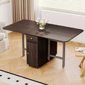 Table de salle à manger pliable ATJafurn 59 avec rabats pour petits espaces, table de cuisine rectangulaire en bois extensible avec roulettes et rangement