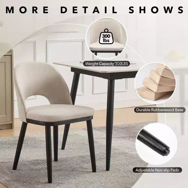 Lot de 4/6 chaises de salle à manger, chaises de cuisine/salle à manger rembourrées, chaises de salle à manger de ferme en tissu de lin avec pieds réglables pour salle à manger, salon
