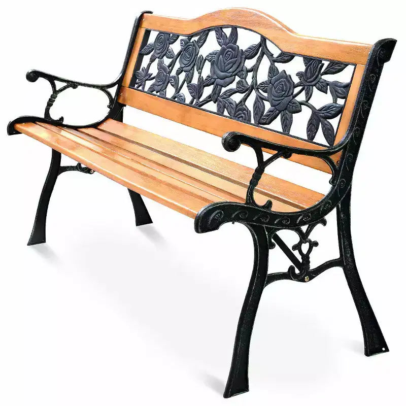 Banc de jardin en métal Costway pour patio, parc, porche, chaise de chemin, mobilier en fonte et bois dur