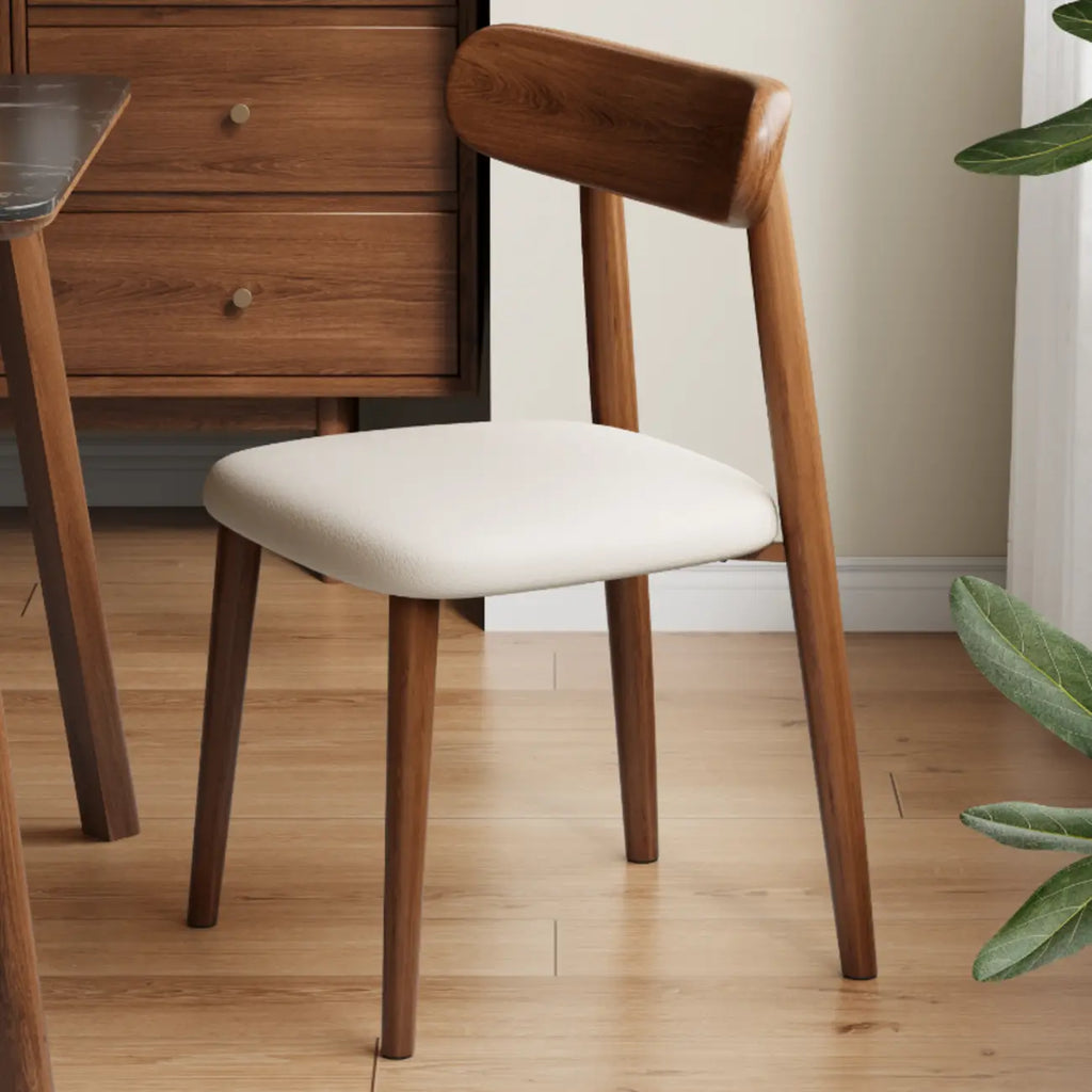 Chaise de salle à manger moderne sans accoudoirs en cuir à dossier bas