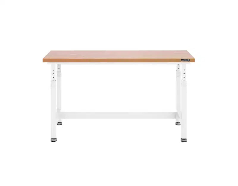 Établi robuste avec plateau en bois et hauteur réglable de 60 po