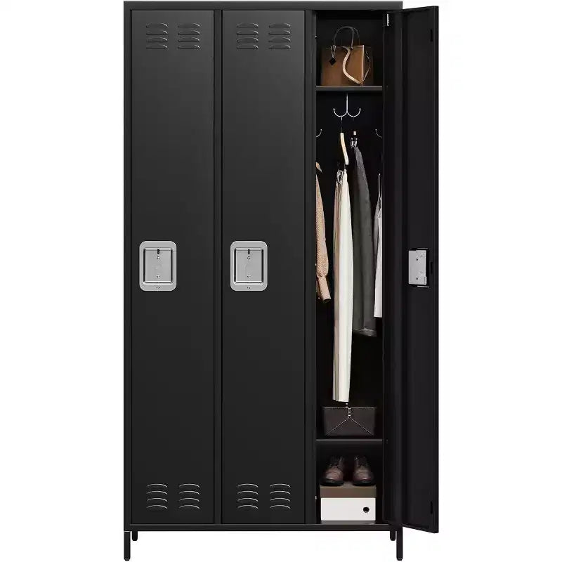 Armoire de rangement en acier Garvee, casier métallique robuste de 72 po pour école, gymnase et bureau, noir